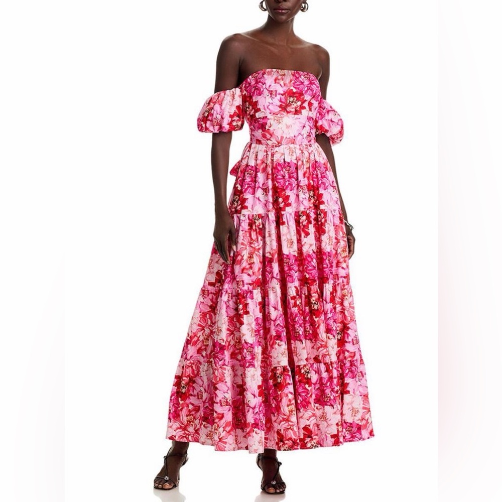 AQUA Floral Off-Shoulder Maxi Dress